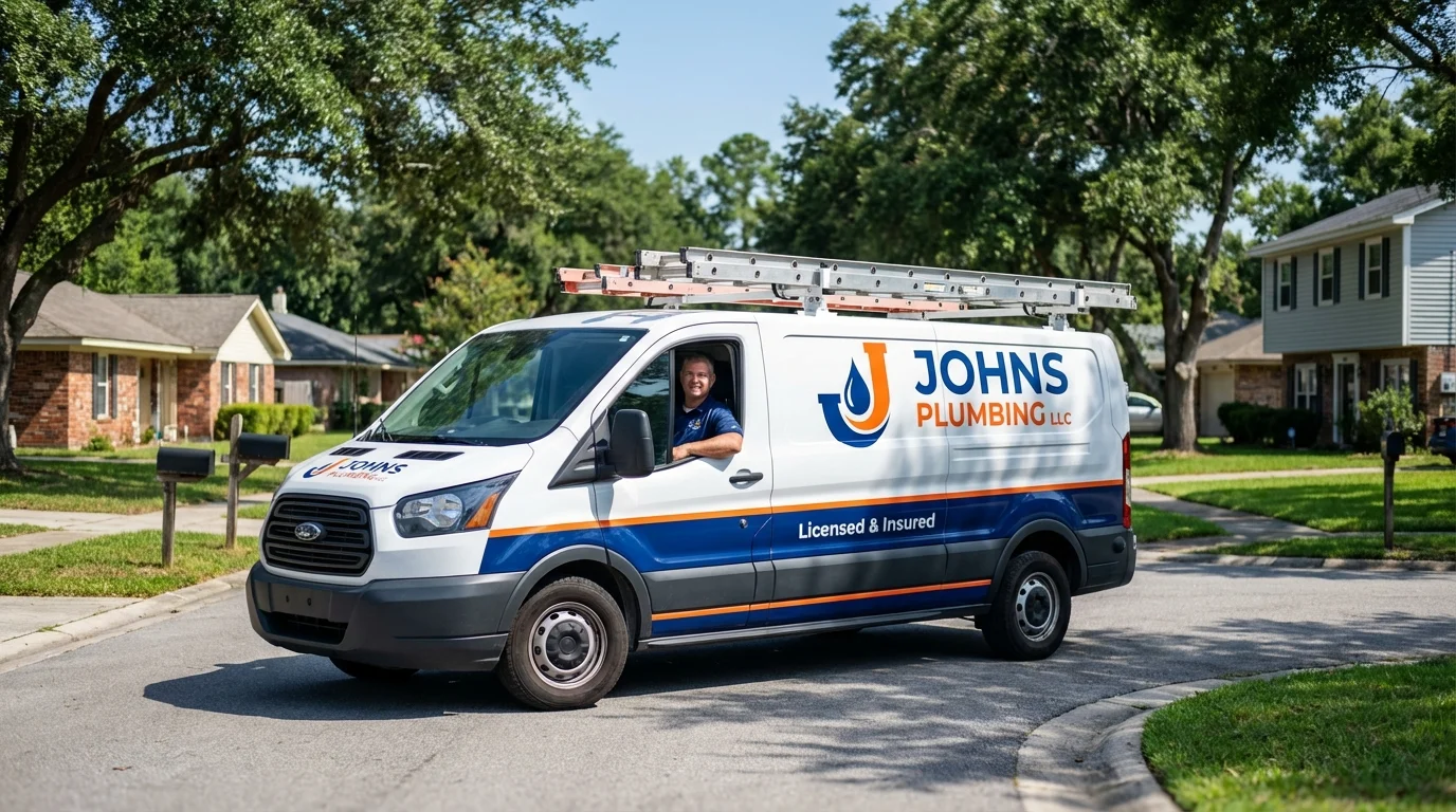 Johns Plumbing LLC service van in Westwego, LA