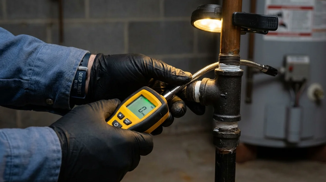 Gas leak detection with electronic sniffer by Johns Plumbing LLC in Westwego