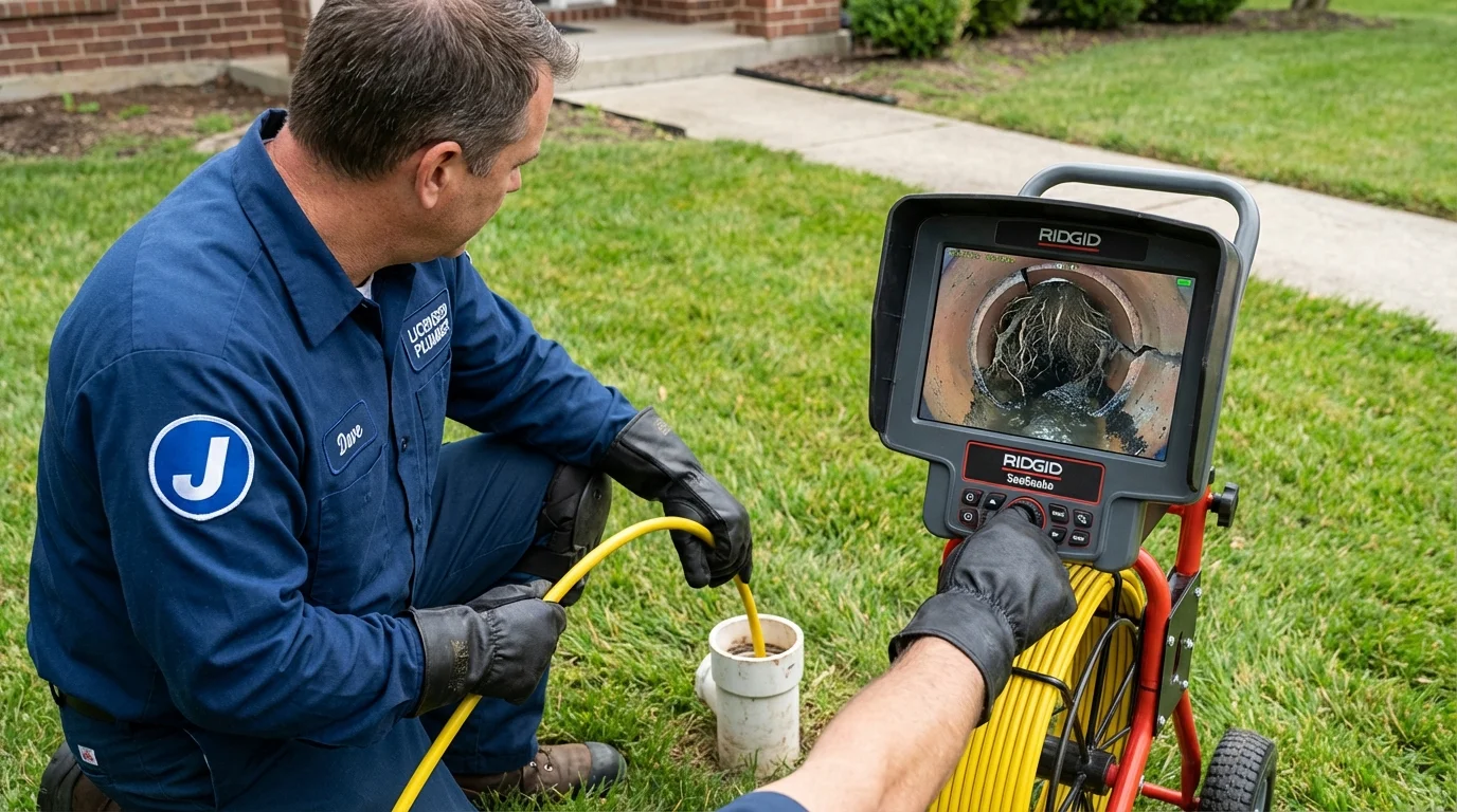 Sewer camera inspection being performed by Johns Plumbing LLC in Westwego